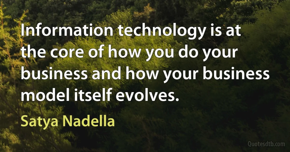 Information technology is at the core of how you do your business and how your business model itself evolves. (Satya Nadella)