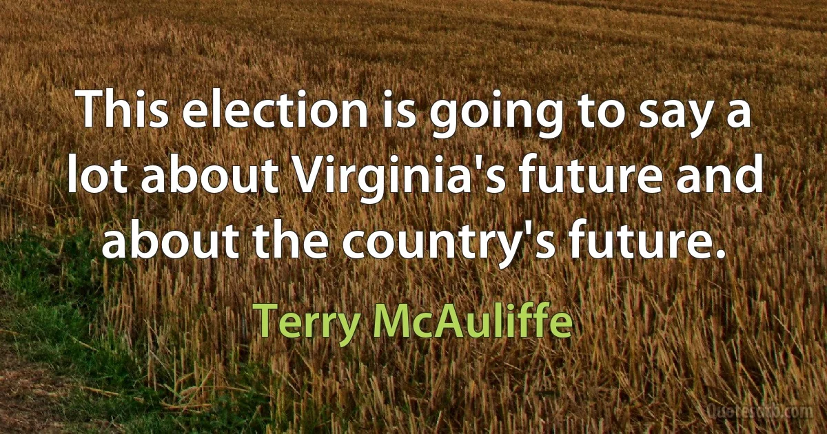 This election is going to say a lot about Virginia's future and about the country's future. (Terry McAuliffe)