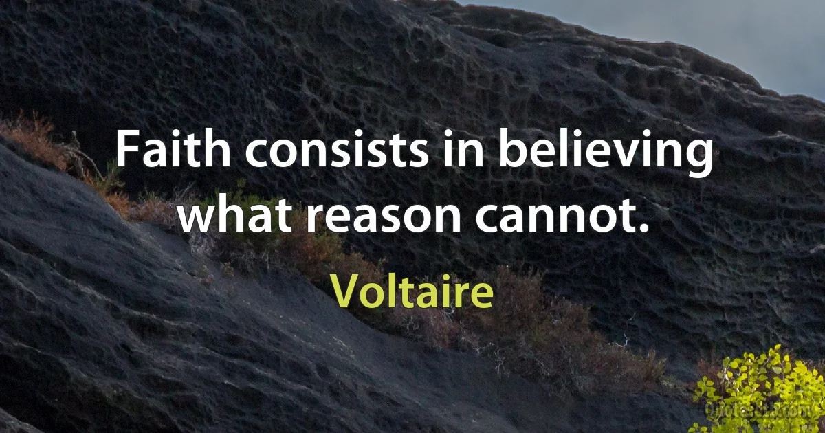 Faith consists in believing what reason cannot. (Voltaire)