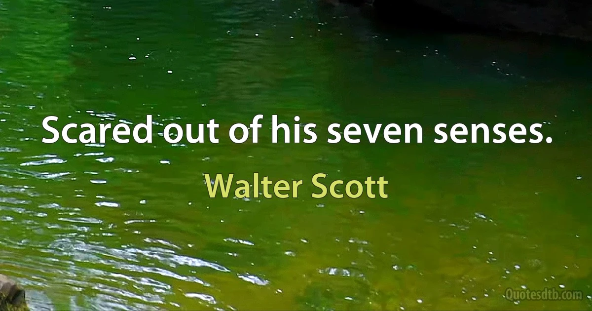 Scared out of his seven senses. (Walter Scott)