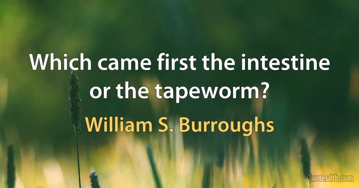 Which came first the intestine or the tapeworm? (William S. Burroughs)