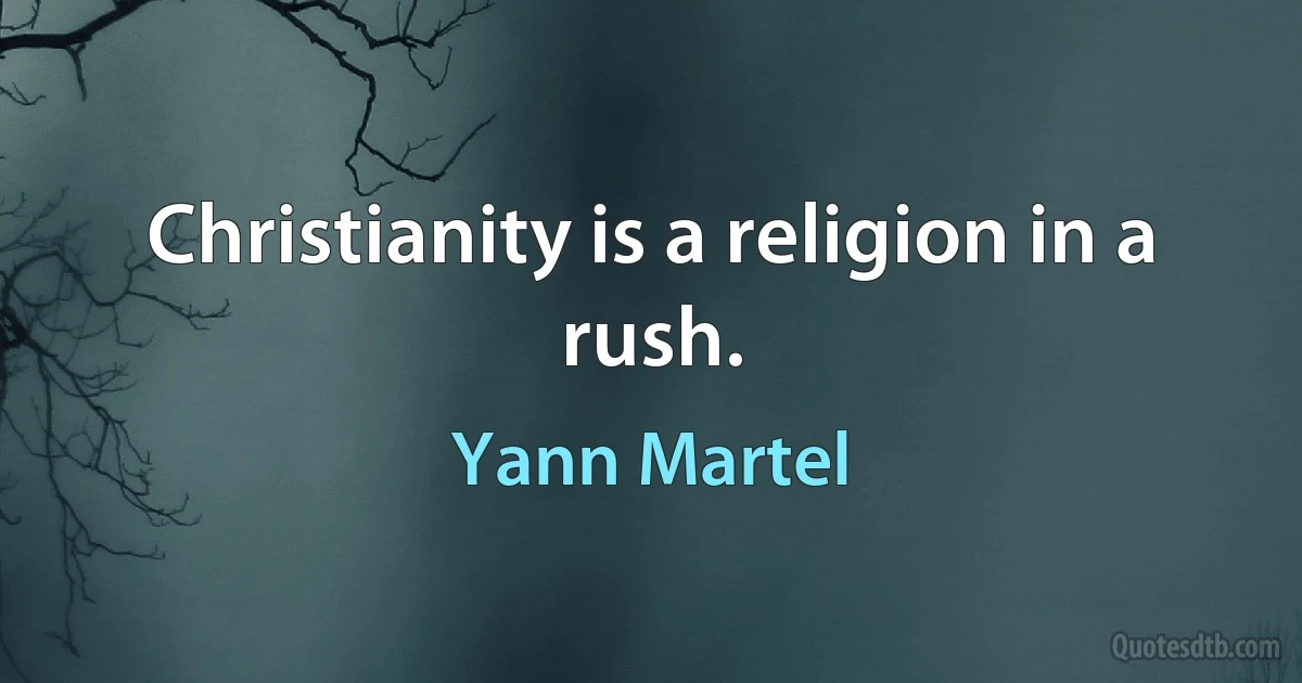 Christianity is a religion in a rush. (Yann Martel)