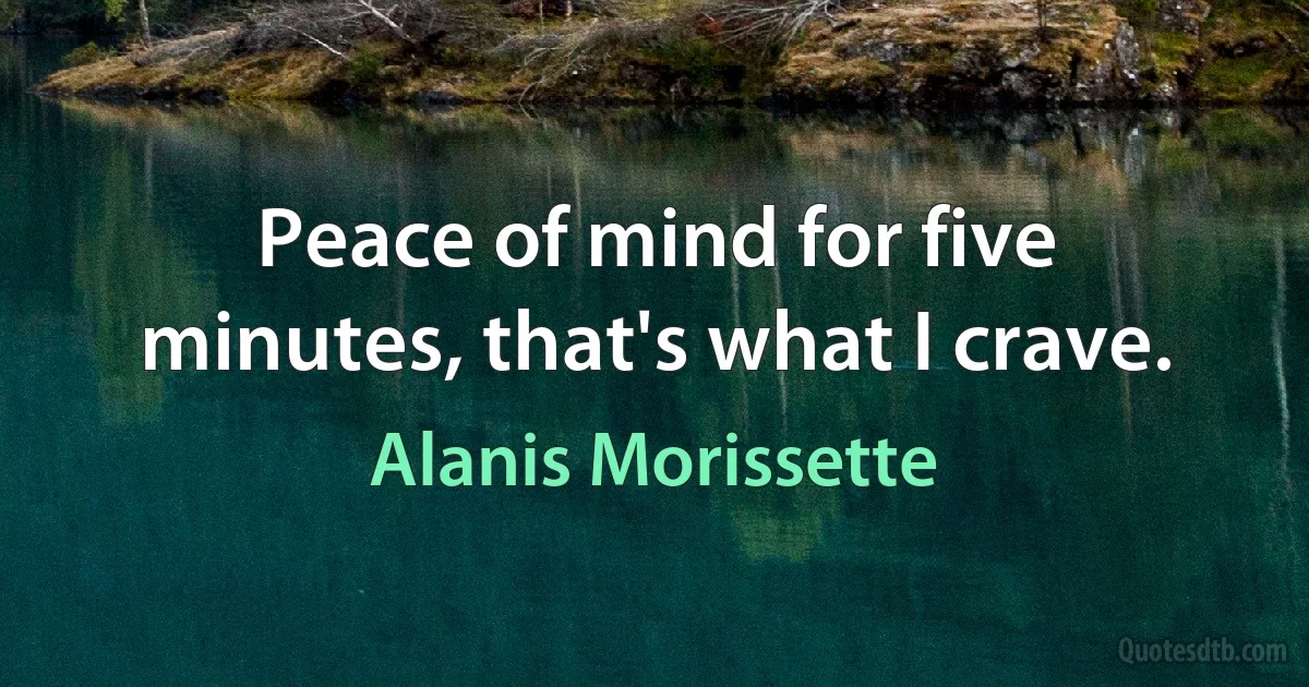 Peace of mind for five minutes, that's what I crave. (Alanis Morissette)