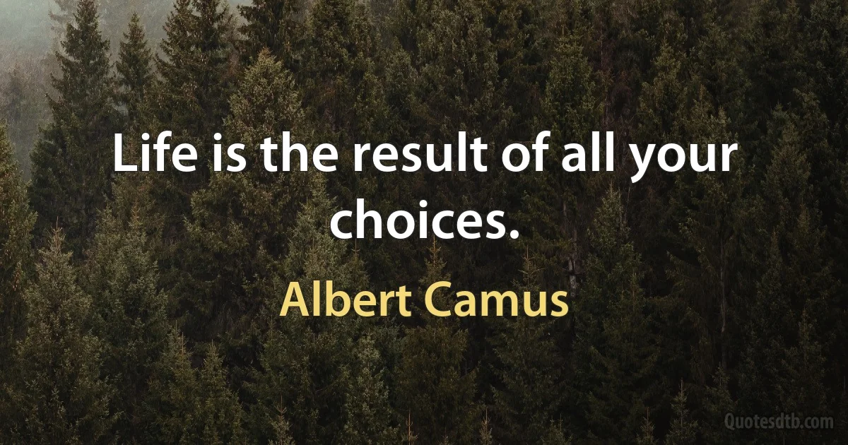 Life is the result of all your choices. (Albert Camus)