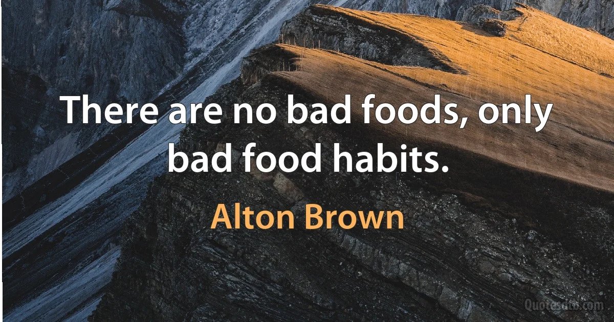 There are no bad foods, only bad food habits. (Alton Brown)