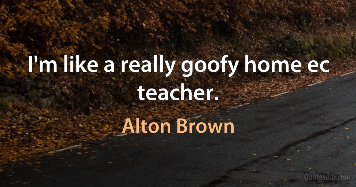 I'm like a really goofy home ec teacher. (Alton Brown)