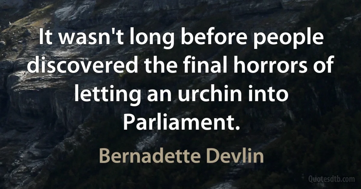 It wasn't long before people discovered the final horrors of letting an urchin into Parliament. (Bernadette Devlin)