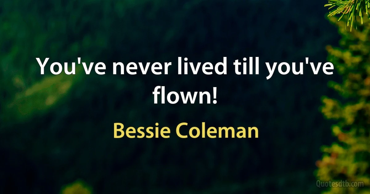 You've never lived till you've flown! (Bessie Coleman)