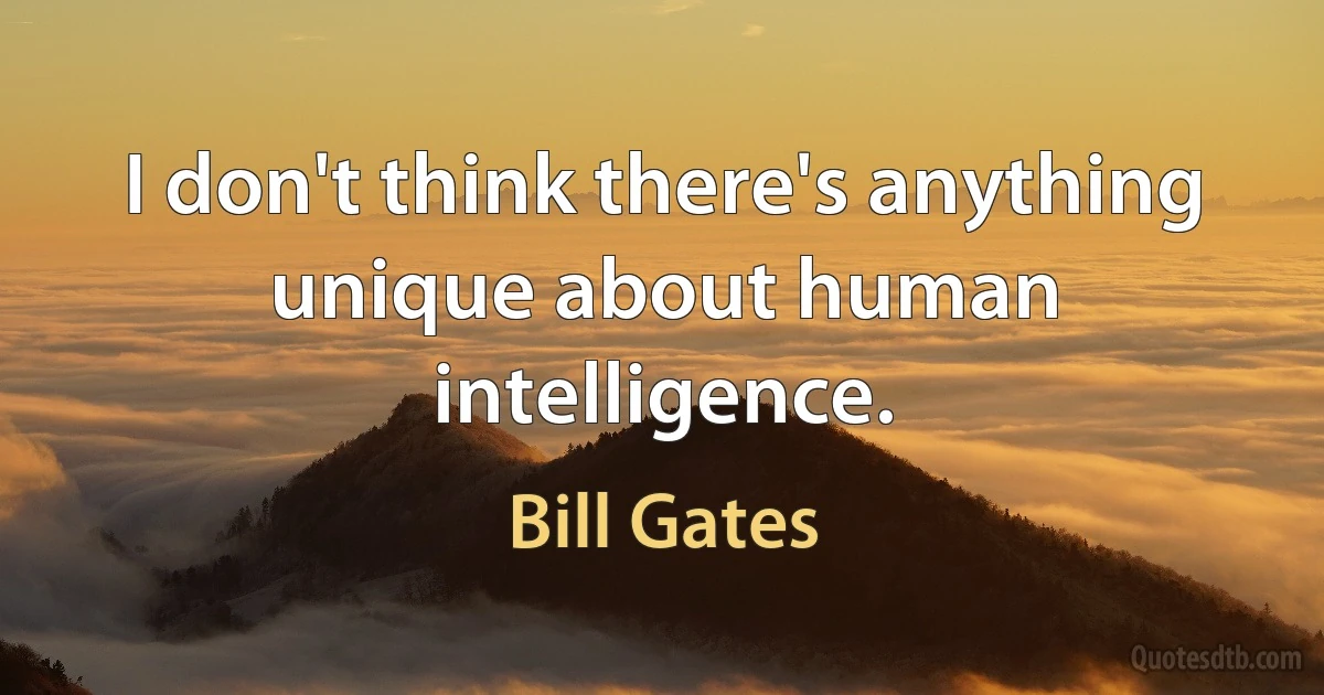 I don't think there's anything unique about human intelligence. (Bill Gates)