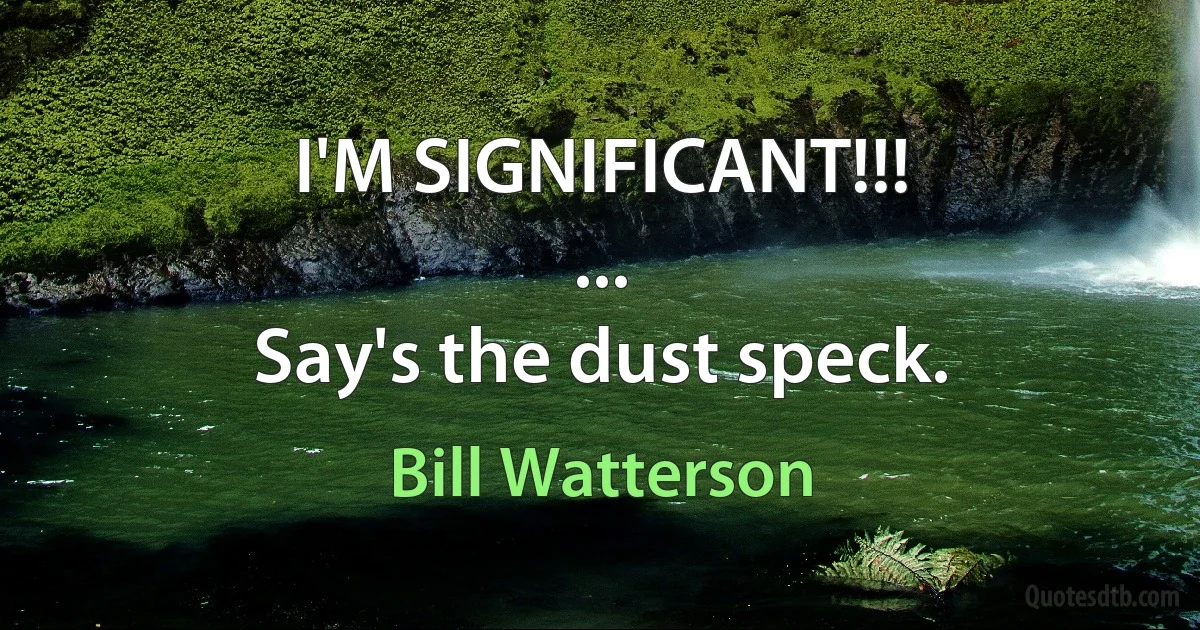 I'M SIGNIFICANT!!!
...
Say's the dust speck. (Bill Watterson)