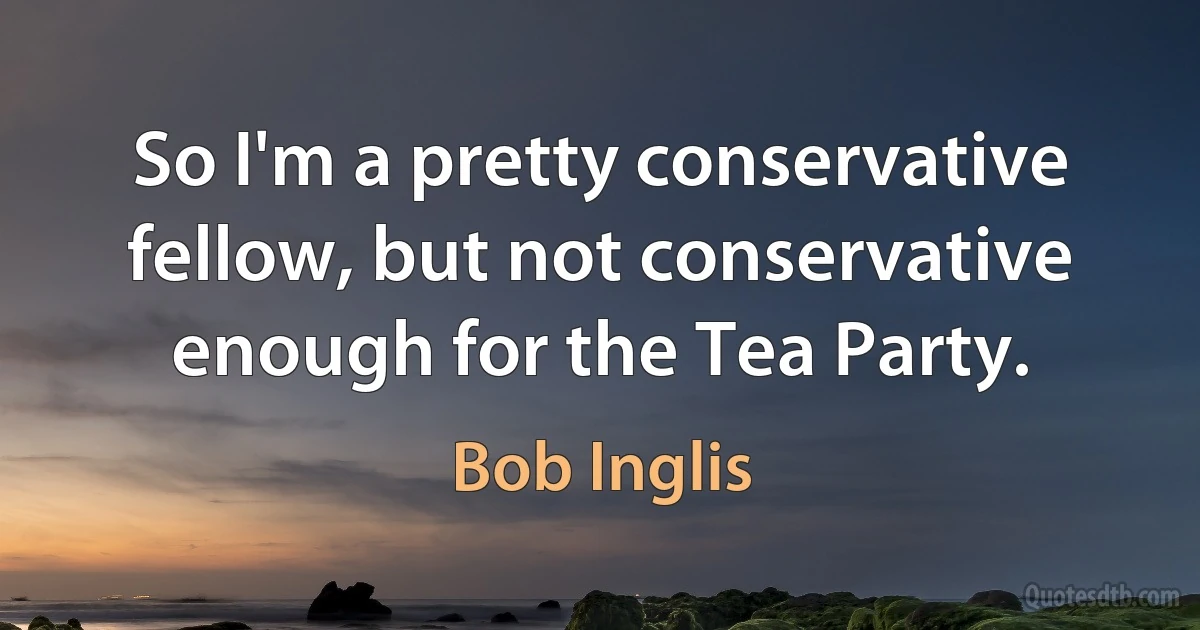 So I'm a pretty conservative fellow, but not conservative enough for the Tea Party. (Bob Inglis)