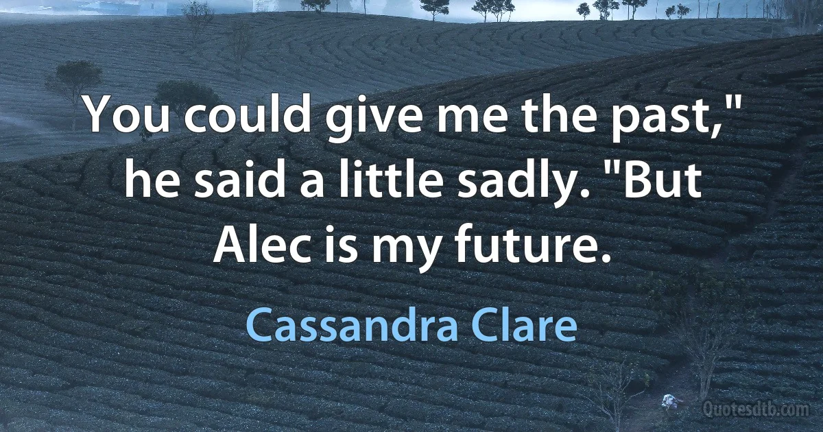 You could give me the past," he said a little sadly. "But Alec is my future. (Cassandra Clare)