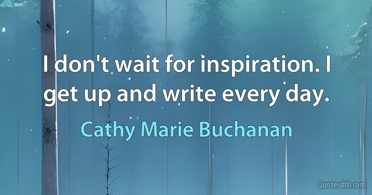 I don't wait for inspiration. I get up and write every day. (Cathy Marie Buchanan)