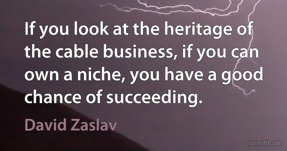 If you look at the heritage of the cable business, if you can own a niche, you have a good chance of succeeding. (David Zaslav)