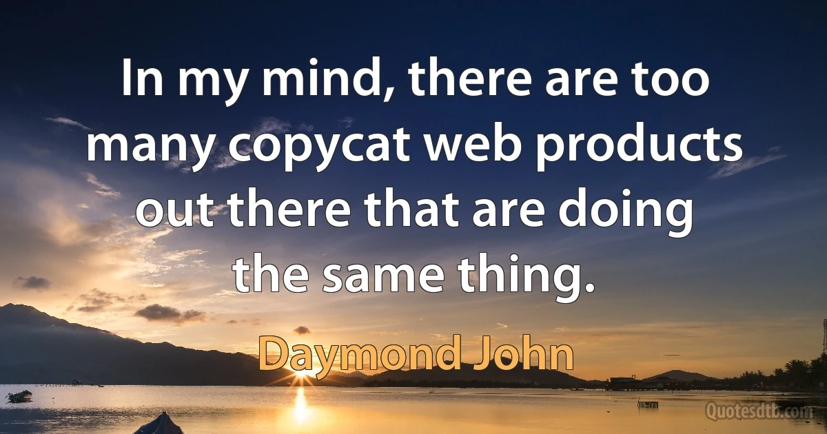 In my mind, there are too many copycat web products out there that are doing the same thing. (Daymond John)