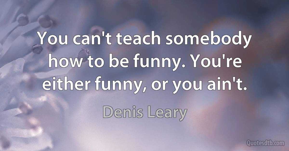 You can't teach somebody how to be funny. You're either funny, or you ain't. (Denis Leary)