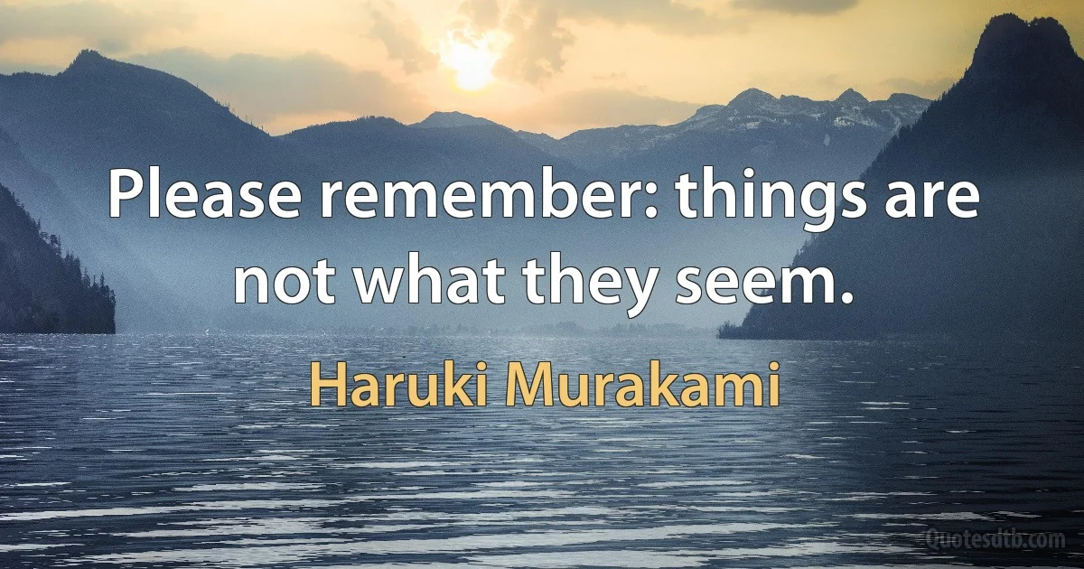 Please remember: things are not what they seem. (Haruki Murakami)