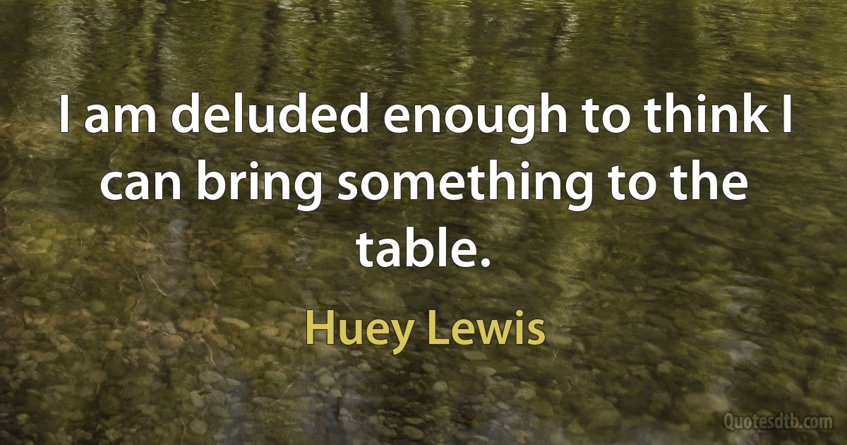 I am deluded enough to think I can bring something to the table. (Huey Lewis)