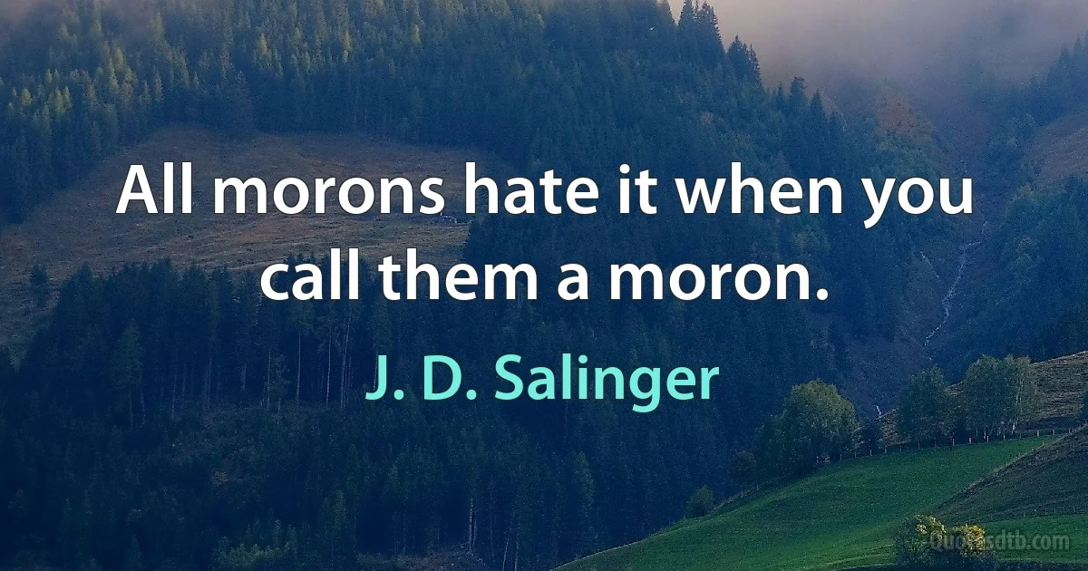 All morons hate it when you call them a moron. (J. D. Salinger)