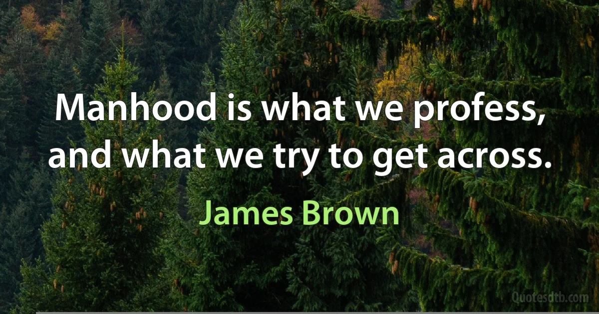 Manhood is what we profess, and what we try to get across. (James Brown)