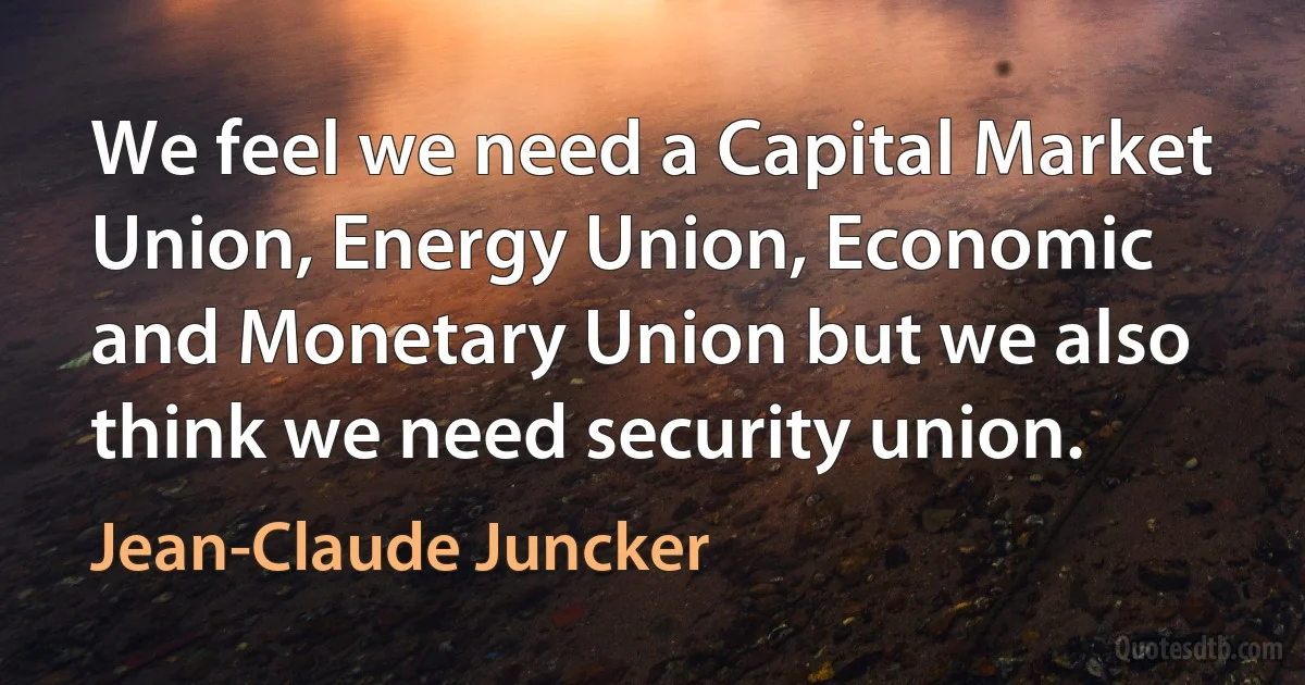 We feel we need a Capital Market Union, Energy Union, Economic and Monetary Union but we also think we need security union. (Jean-Claude Juncker)