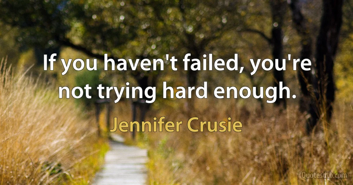 If you haven't failed, you're not trying hard enough. (Jennifer Crusie)