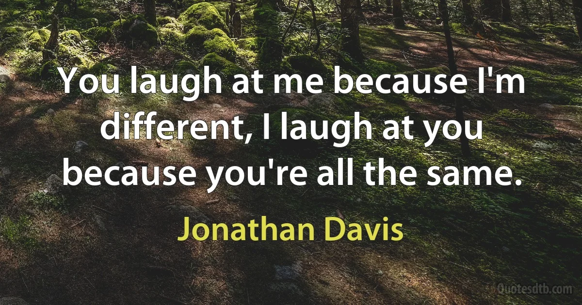 You laugh at me because I'm different, I laugh at you because you're all the same. (Jonathan Davis)