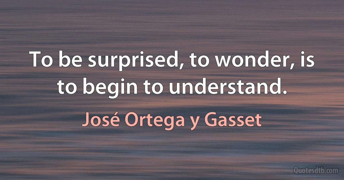 To be surprised, to wonder, is to begin to understand. (José Ortega y Gasset)