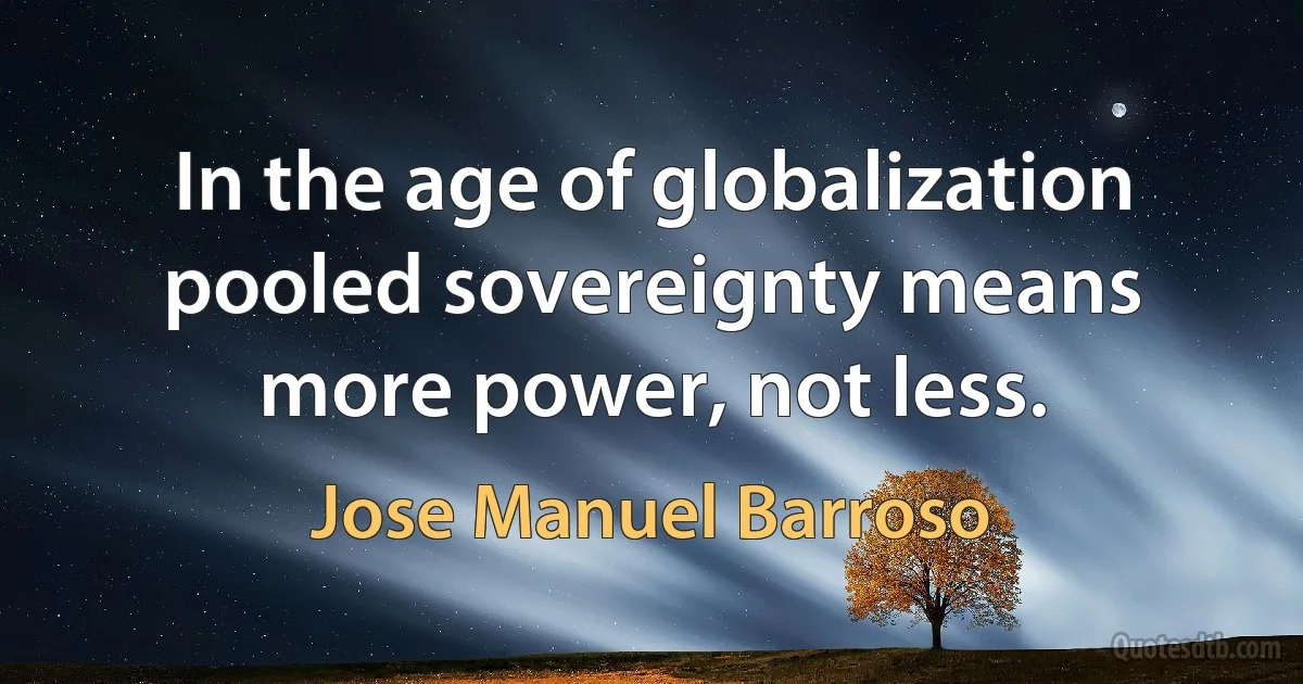 In the age of globalization pooled sovereignty means more power, not less. (Jose Manuel Barroso)