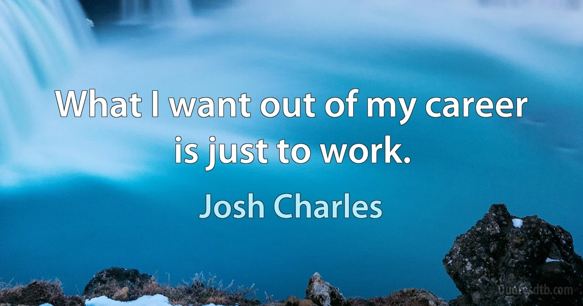 What I want out of my career is just to work. (Josh Charles)