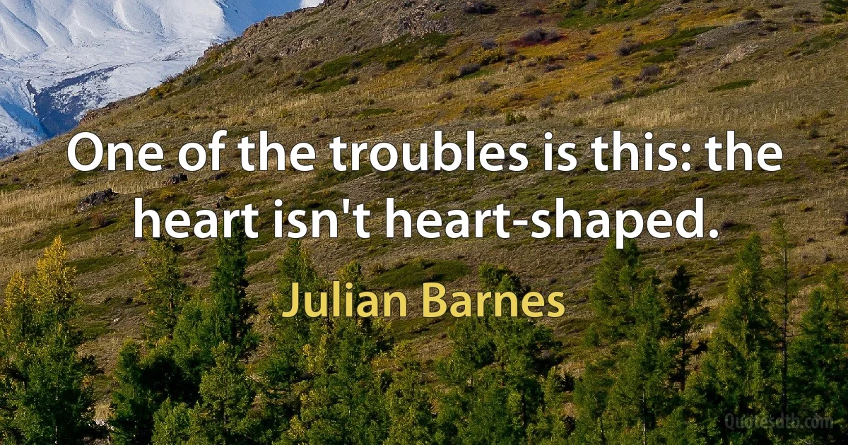 One of the troubles is this: the heart isn't heart-shaped. (Julian Barnes)