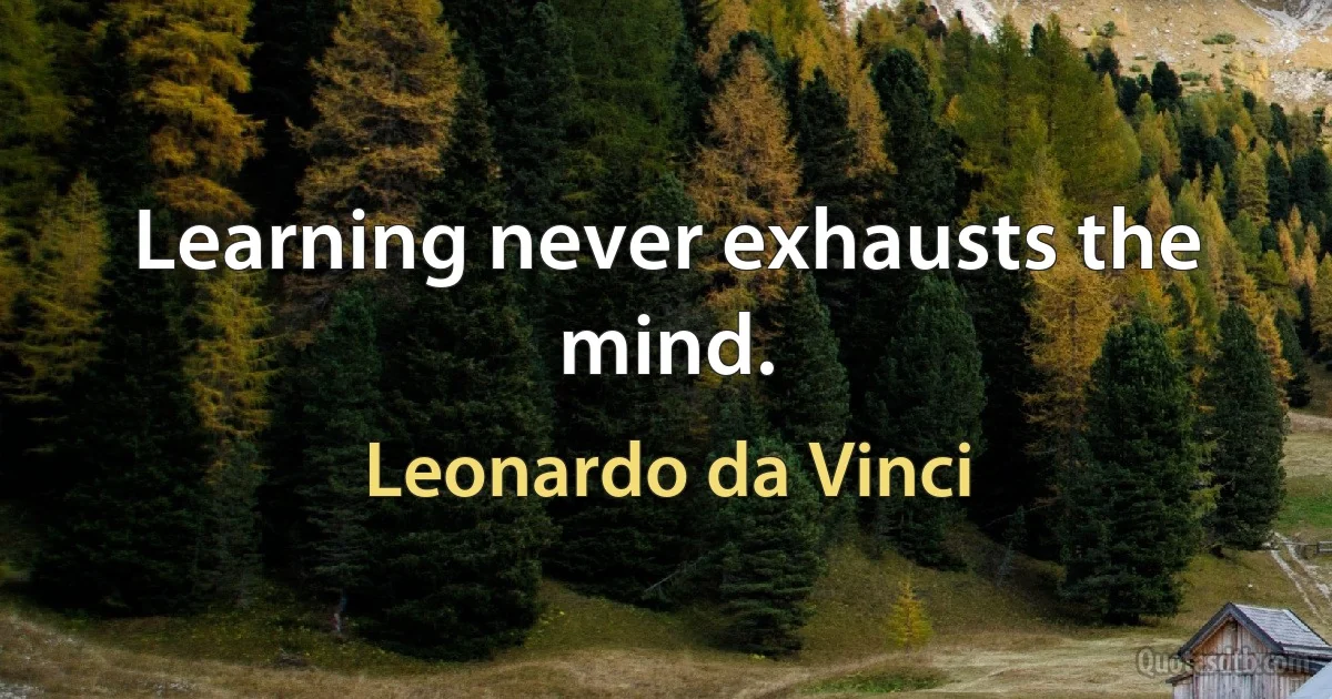 Learning never exhausts the mind. (Leonardo da Vinci)