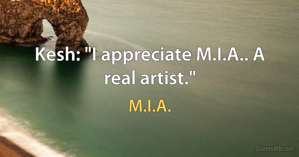 Kesh: "I appreciate M.I.A.. A real artist." (M.I.A.)