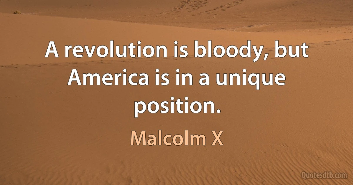 A revolution is bloody, but America is in a unique position. (Malcolm X)