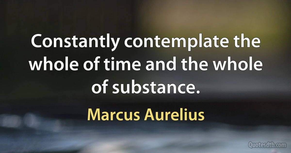 Constantly contemplate the whole of time and the whole of substance. (Marcus Aurelius)