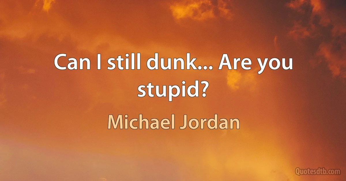 Can I still dunk... Are you stupid? (Michael Jordan)