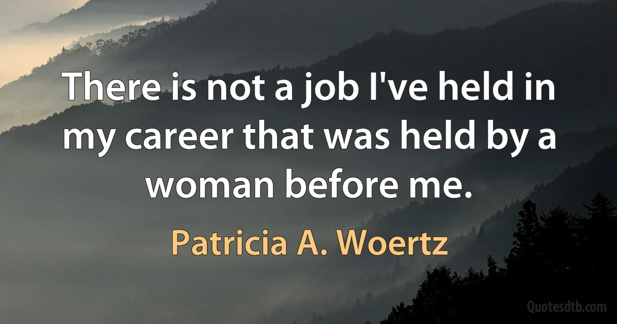 There is not a job I've held in my career that was held by a woman before me. (Patricia A. Woertz)