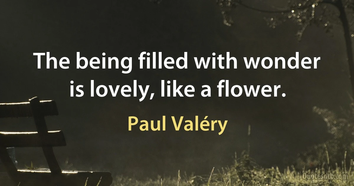 The being filled with wonder is lovely, like a flower. (Paul Valéry)