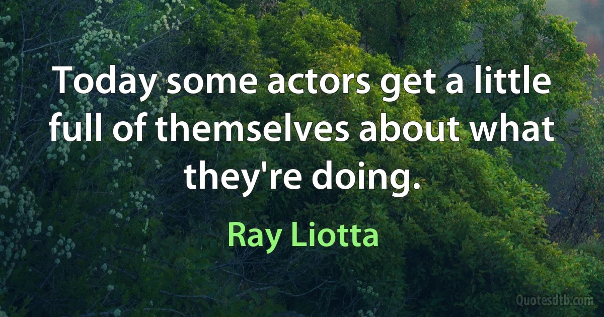 Today some actors get a little full of themselves about what they're doing. (Ray Liotta)