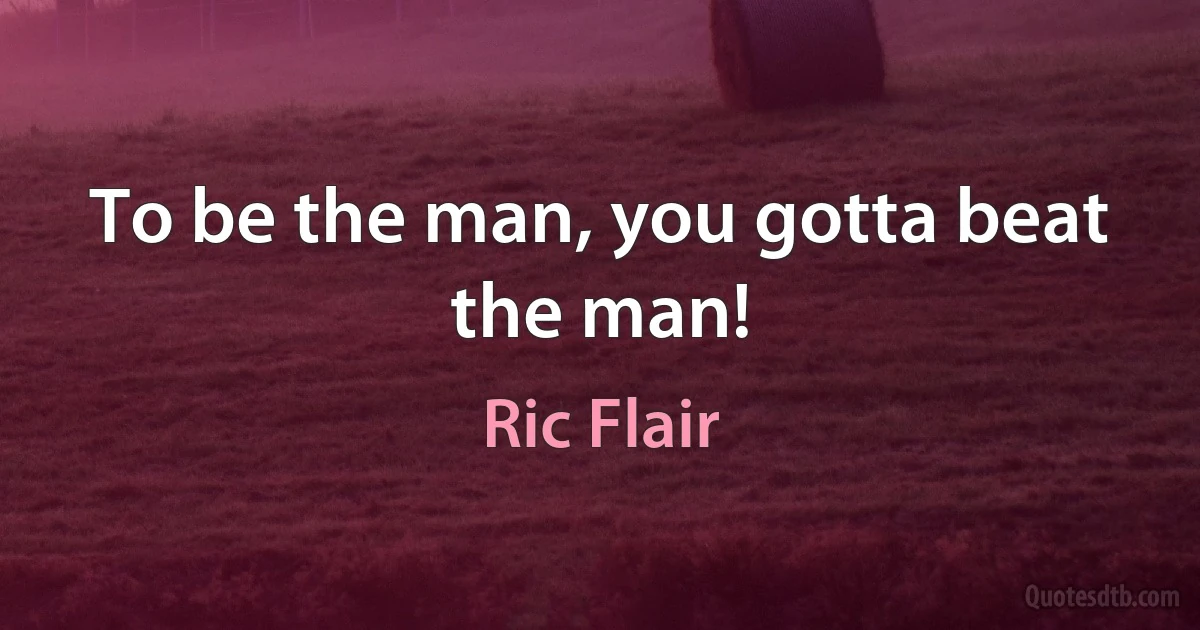 To be the man, you gotta beat the man! (Ric Flair)