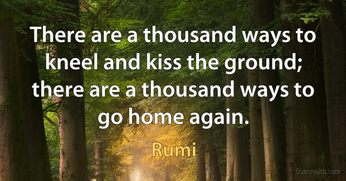 There are a thousand ways to kneel and kiss the ground; there are a thousand ways to go home again. (Rumi)