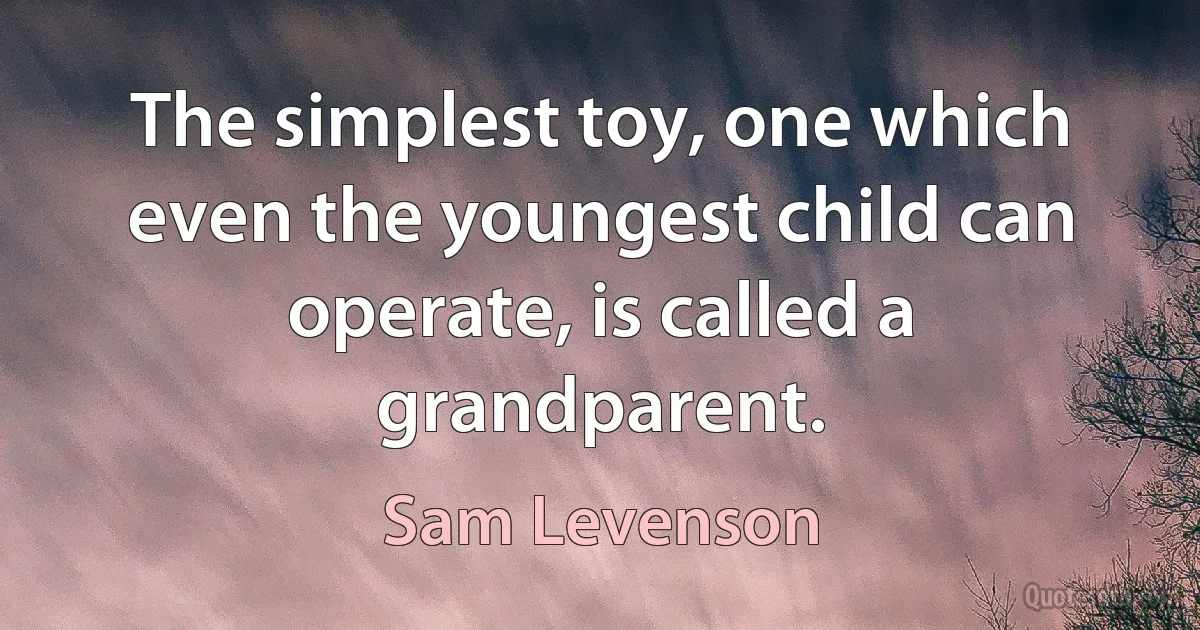 The simplest toy, one which even the youngest child can operate, is called a grandparent. (Sam Levenson)