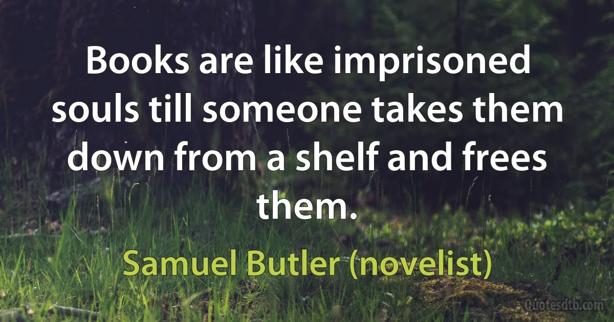 Books are like imprisoned souls till someone takes them down from a shelf and frees them. (Samuel Butler (novelist))