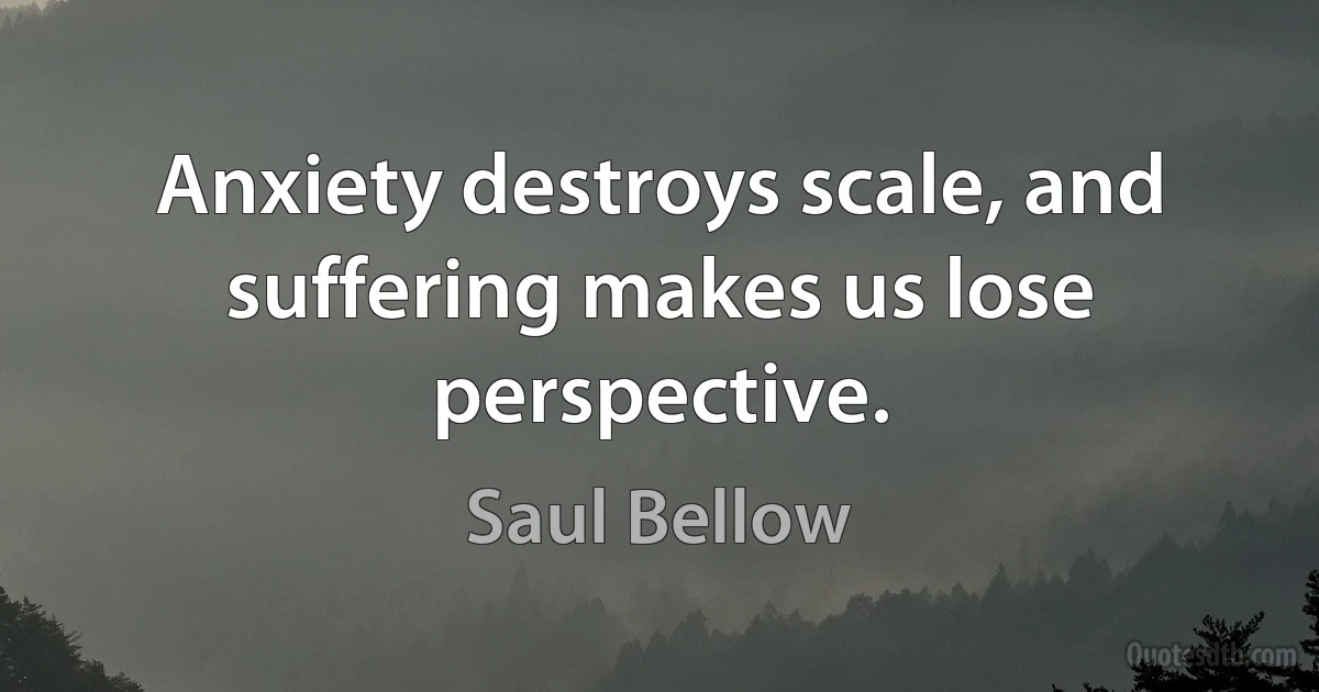 Anxiety destroys scale, and suffering makes us lose perspective. (Saul Bellow)