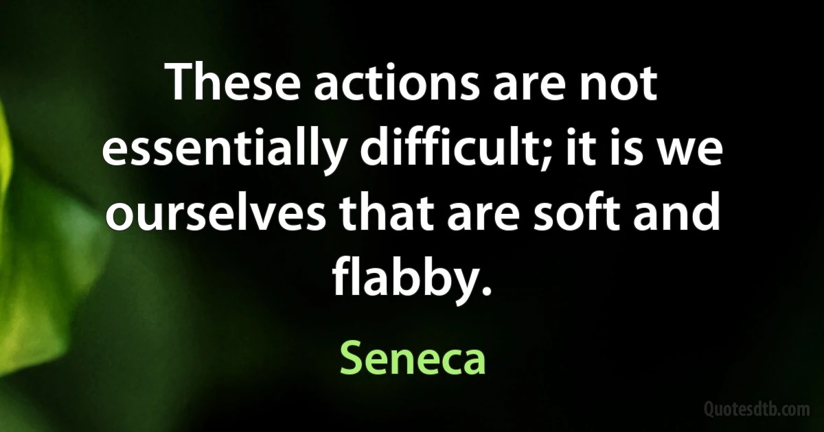 These actions are not essentially difficult; it is we ourselves that are soft and flabby. (Seneca)