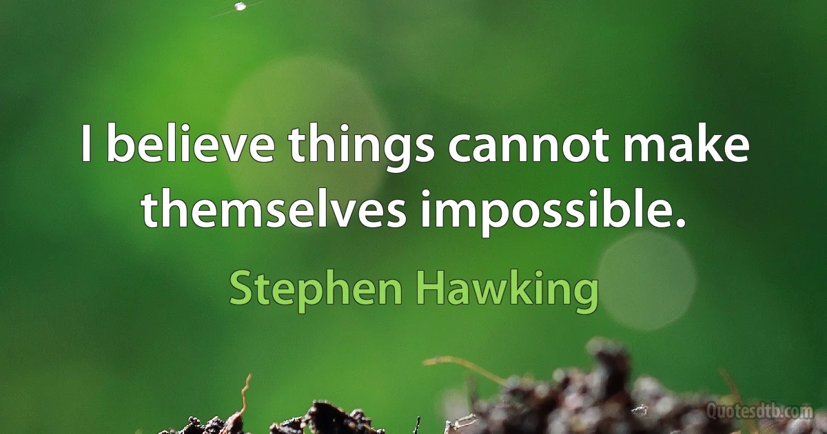 I believe things cannot make themselves impossible. (Stephen Hawking)