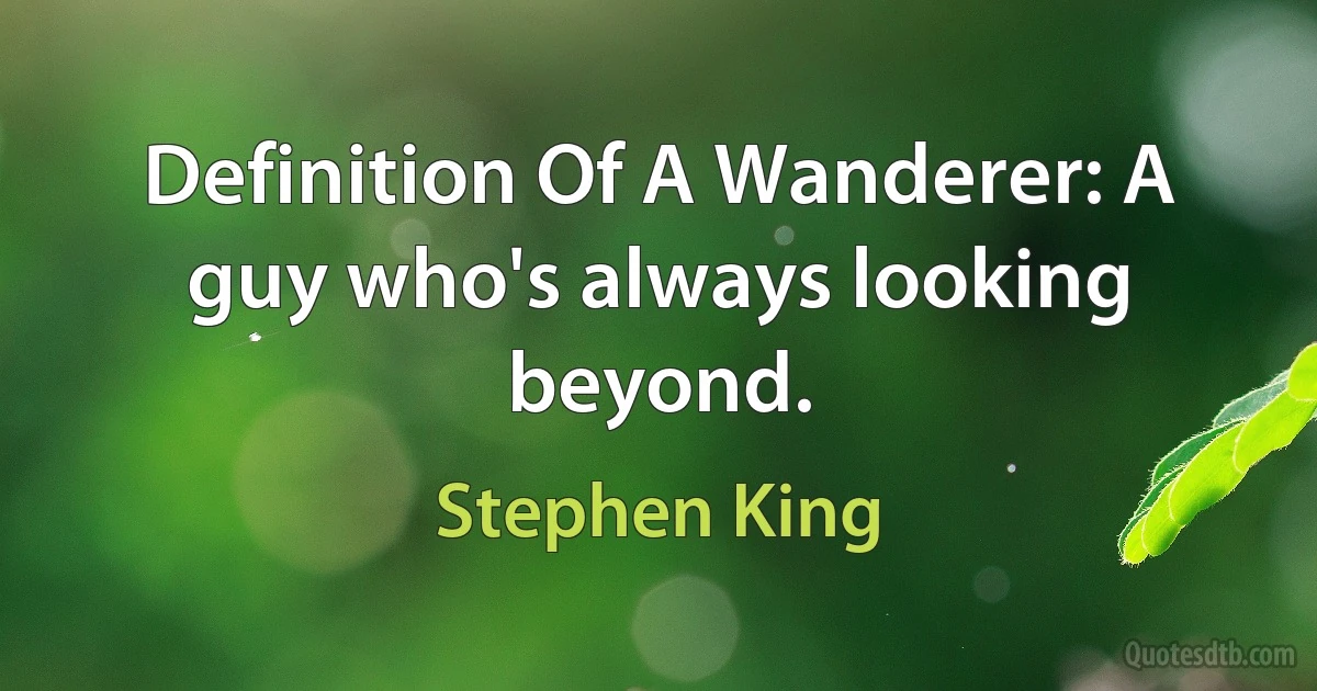 Definition Of A Wanderer: A guy who's always looking beyond. (Stephen King)