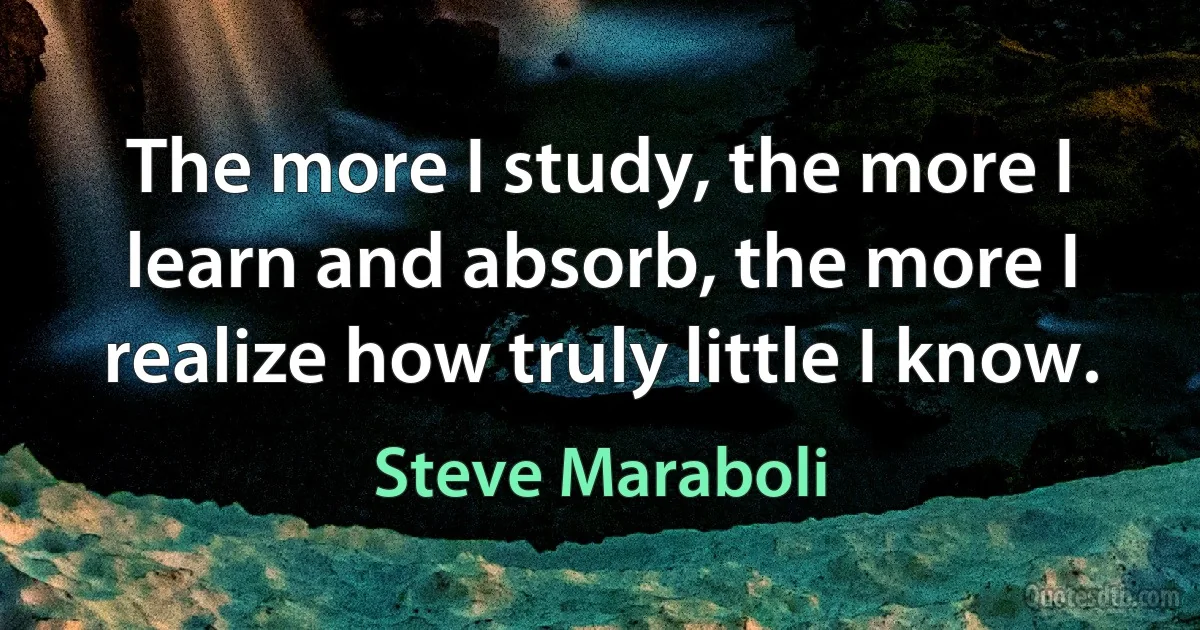 The more I study, the more I learn and absorb, the more I realize how truly little I know. (Steve Maraboli)