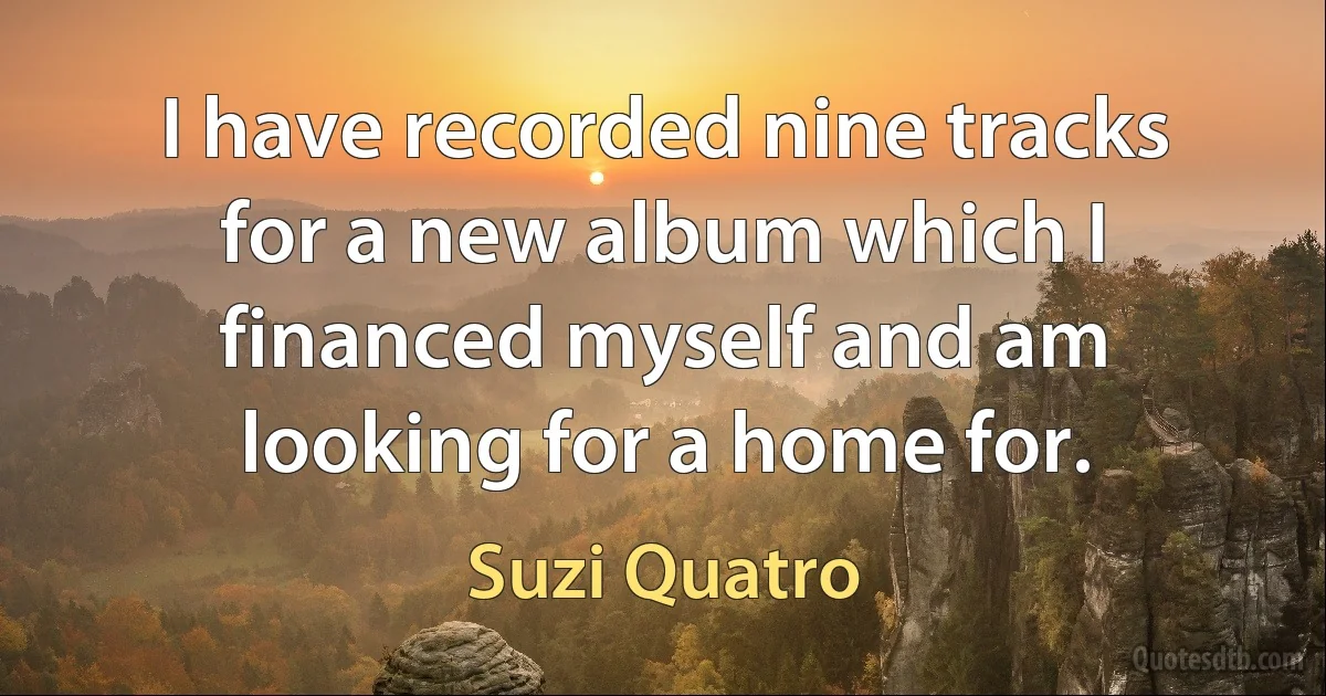 I have recorded nine tracks for a new album which I financed myself and am looking for a home for. (Suzi Quatro)