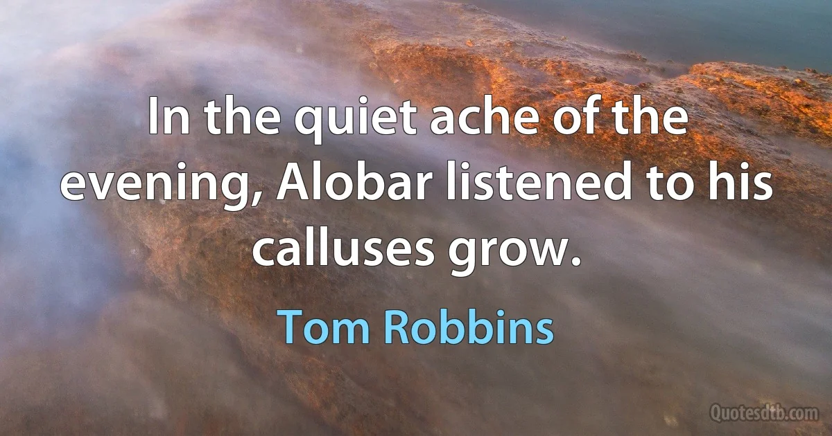 In the quiet ache of the evening, Alobar listened to his calluses grow. (Tom Robbins)